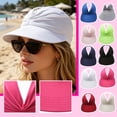 thumbnail image 1 of HACie Women's UPF 50+ UV Protection Sun Visor Hat, Wide Brim Lightweight Foldable Ponytail Cap for Summer Beach Royal Blue, 1 of 6