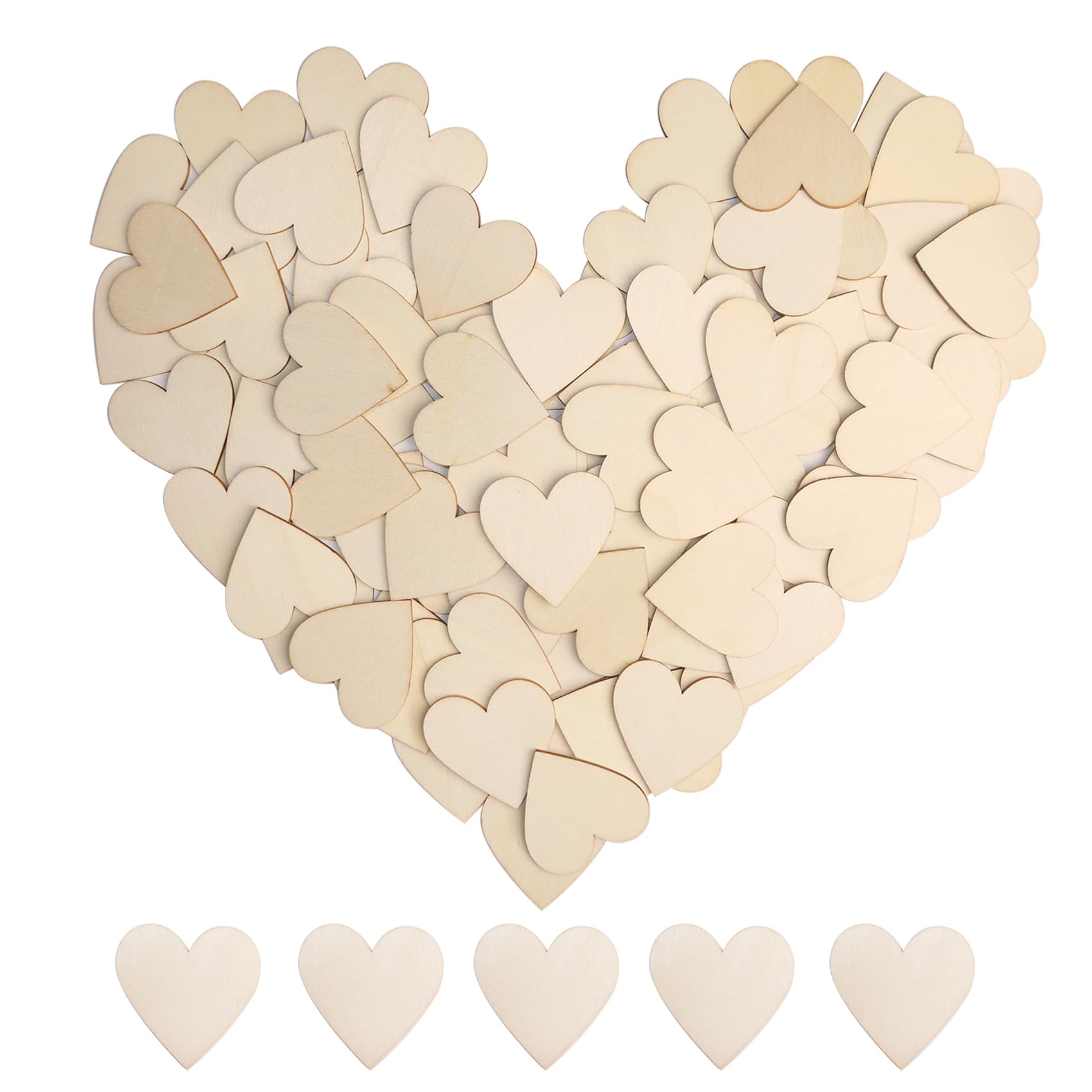 HADDIY Small Wooden Hearts EC36 for Crafts 1.5 Inch,100 Pcs Unfinished