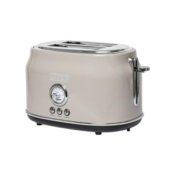 HADEN Dorset 2-Slice Wide Slot Stainless Steel Retro Toaster, Putty