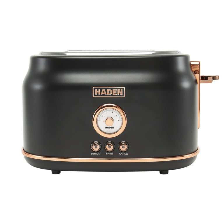 HADEN Dorset Retro-Chic 2-Slice Wide Slot Toaster, Black & Copper