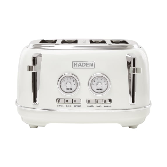 HADEN Dorset 4-Slice Wide Slot, Toaster with Removable Crumb Tray, Browning Control and Cancel, Defrost and Bagel Settings