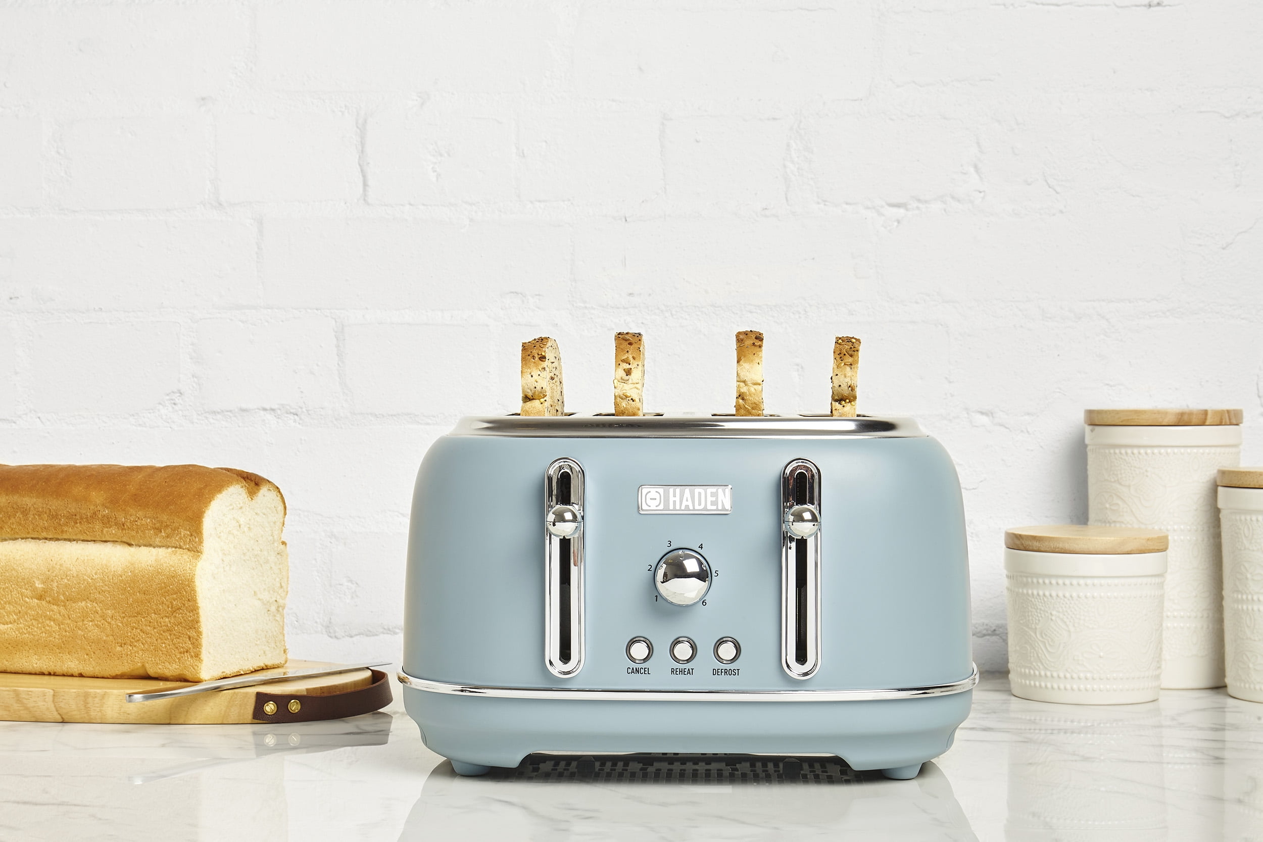 HADEN Highclere 4 Slice, Wide Slot Toaster with Settings in Pool Blue