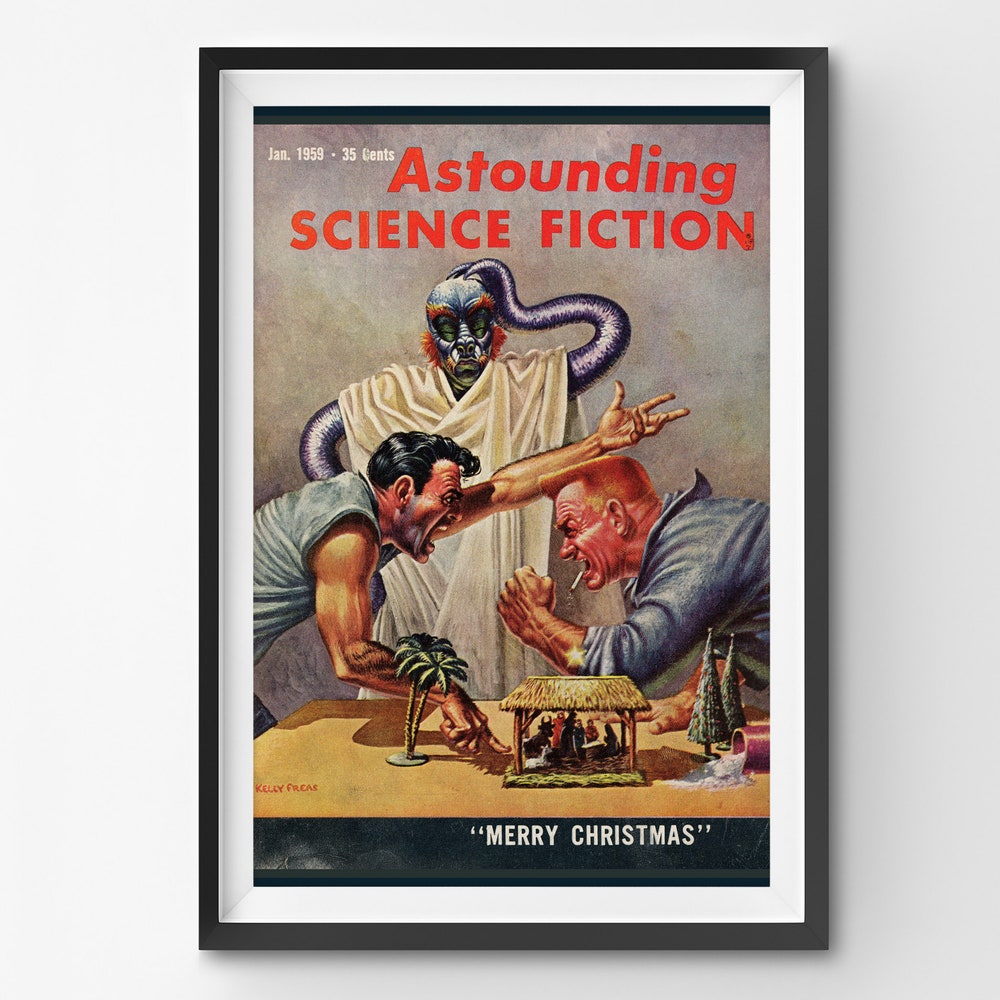 HADOPRINT 1959 Sci-Fi Chris.Tmas Poster: Alien Nativity Scene UNFRAMED ...
