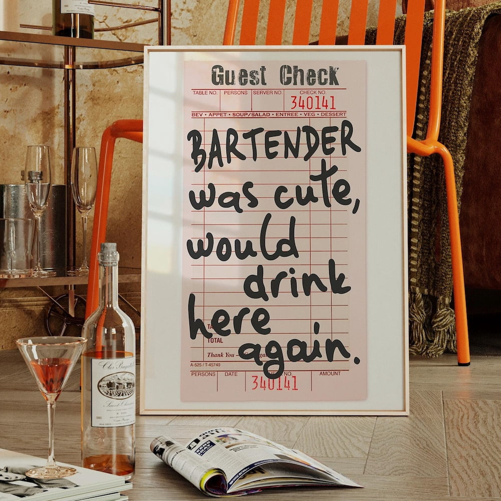 HADOPRINT Bartender Was Cute Would Drink Here Again Bar Cart Print ...