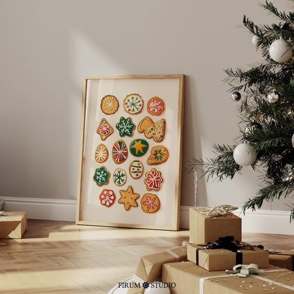 HADOPRINT Boho Noel Cookies Print Art - Festive Kitchen Wall Decor, Art For Cozy Dining Rooms, Earth Tones Noel Print, 1563 UNFRAMED PAPER POSTER, Home Decor, Vintage Gift
