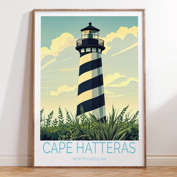 HADOPRINT Cape Hatteras Travel Poster, Cape Hatteras North Carolina Wall Art, North Carolina Travel Print, Travel Gifts, Home Decor UNFRAMED PAPER POSTER, Home Decor, Gift, Living Room Dercor