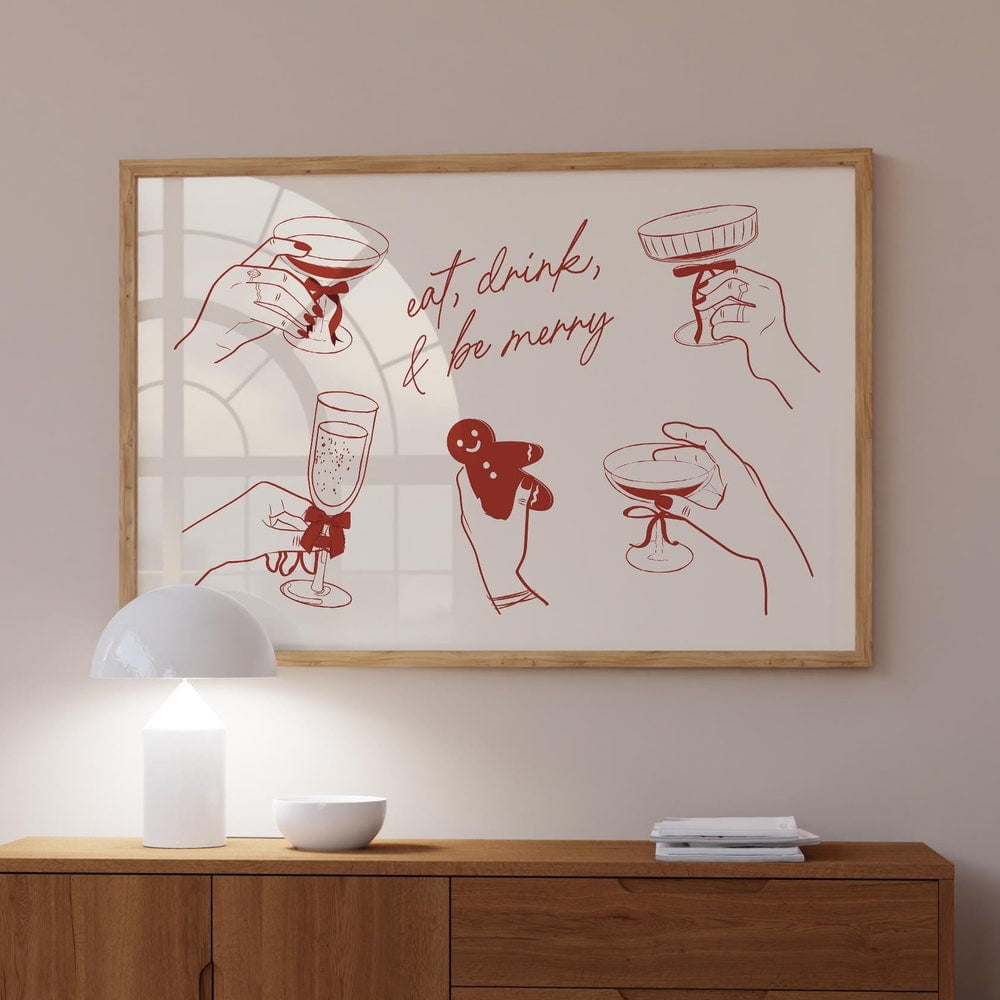 HADOPRINT Chris.Tmas Cocktail Print Red Chris.Tmas Poster, Horizontal ...
