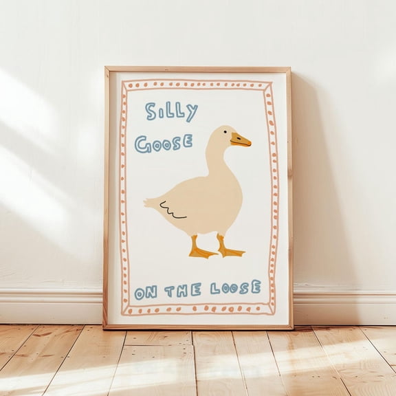HADOPRINT Goose On The Loose Print, Apartment Decor, Retro Wall Art, Quirky Wall, Nursery Art, Trendy Wall Art, Cottage Core Decor Print UNFRAMED PAPER POSTER, Home Decor, Vintage Gift