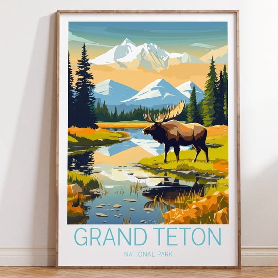 Grand Teton National Park Wall Art - Barn & Mountain Landscape Canvas Print, 40x20 Inches, Ready To Hang