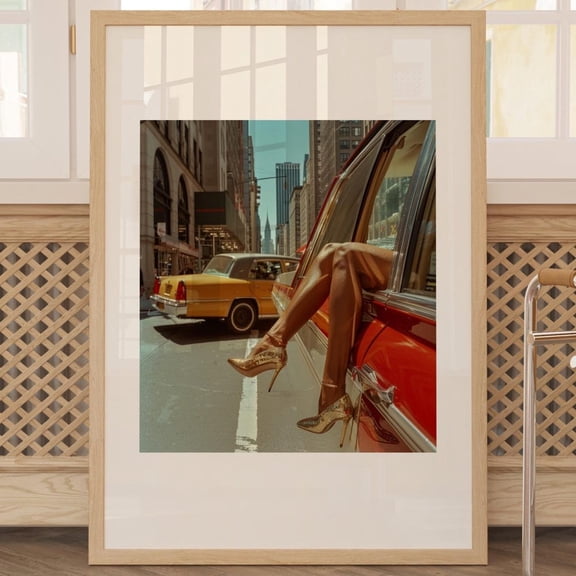 HADOPRINT High Heels In Classic Car Poster Taxi Nyc Fashion Photography Fashion Wall Art Print Print Wall Art Dorm Poster Print UNFRAMED PAPER POSTER, Home Decor, Vintage Gift, Living Room Dercor