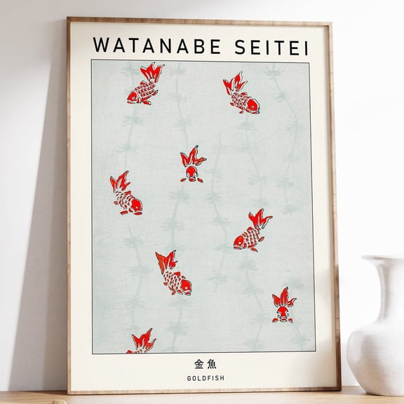 HADOPRINT Japanese Poster, Goldfish By Wantabe Seitei, Asian Print, Oriental Wall Art Decor, Japanese Art, Housewarming Birthday Gift, UNFRAMED PAPER POSTER, Home Decor, Vintage Gift