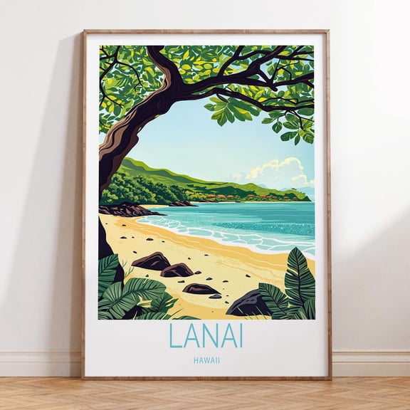 HADOPRINT Lanai Hawaii Travel Poster, Hawaii Island Travel Wall Art, Lanai Hawaii Print, House Warming Gifts, Travel Gifts, Home Decor UNFRAMED PAPER POSTER, Home Decor, Vintage Gift
