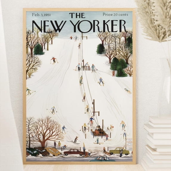 HADOPRINT The New Yorker Magazine Cover Art Print, Retro Winter Skiing Poster, Home Decor UNFRAMED PAPER POSTER, Home Decor, Vintage Gift, Living Room Dercor