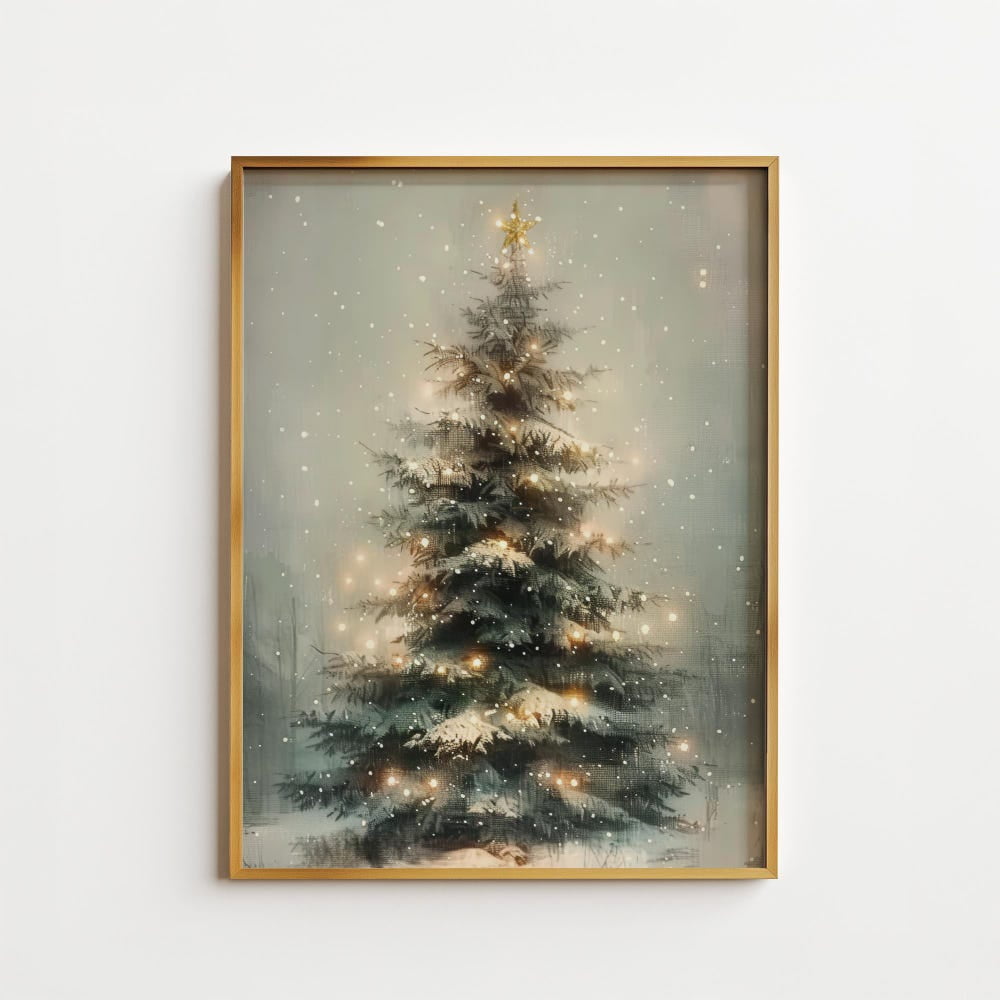 HADOPRINT Noel Tree Print Wall Art, Winter Noel Tree Print, Snowy Muted ...