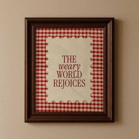 HADOPRINT Oh Holy Night Noel Print Vintage Noel Art, Red Gingham Decor Nancy Meyers, Grandmillenial, Christian Home Decor UNFRAMED PAPER POSTER, Home Decor, Vintage Gift