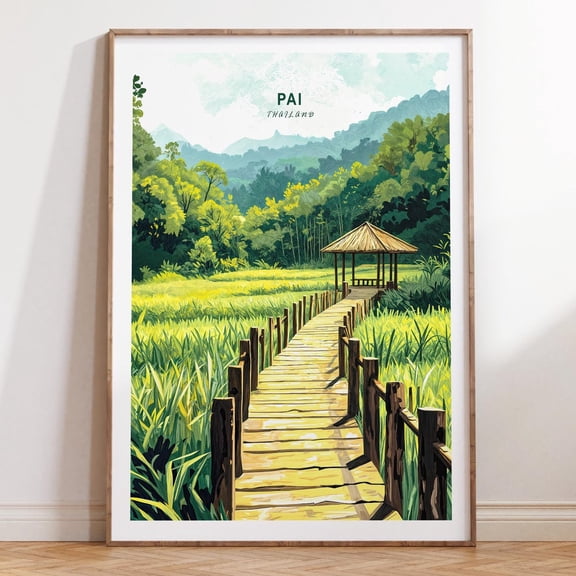 HADOPRINT Pai Thailand Travel Poster, Thailand Travel Wall Art, Pai Travel Print, House Warming Gifts, Wedding Gifts, Home Decor UNFRAMED PAPER POSTER, Home Decor, Vintage Gift, Living Room Dercor