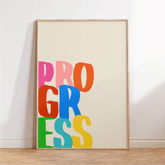 HADOPRINT Progress Print, Inspirational Print, Colorful Poster, Trendy Poster, Typography Wall Art, Dorm Decor, Home Office Poster, Print Art UNFRAMED PAPER POSTER, Home Decor, Vintage Gift
