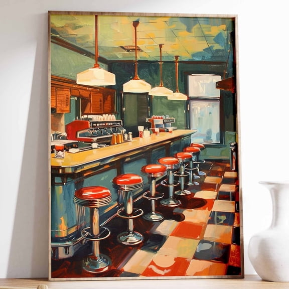 HADOPRINT Retro American Diner Print, American Diner Poster, Food And Drink Art, Kitchen Poster, Kitchen Decor, 70'S Retro Wall Art, Food Poster UNFRAMED PAPER POSTER, Home Decor, Vintage Gift
