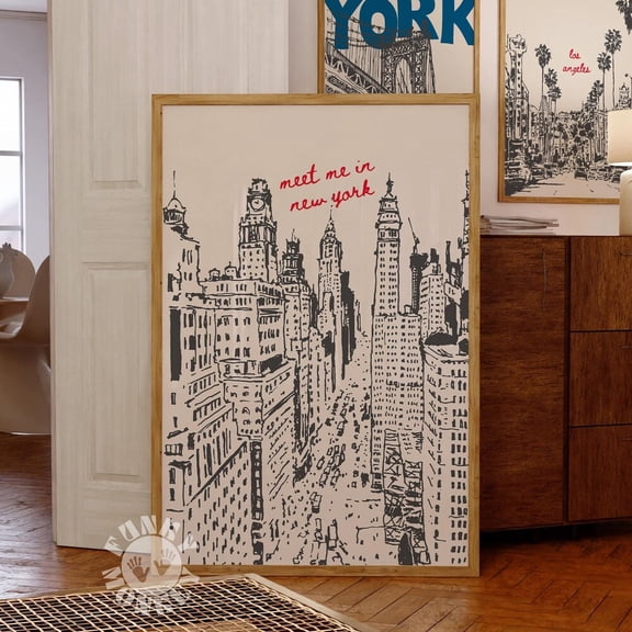 HADOPRINT Retro New York City Print, Trendy Wall Art, Nyc Travel Poster, Print Art, Prints, Dorm Decor, Meet Me In Ny, Apartment UNFRAMED PAPER POSTER, Home Decor, Vintage Gift, Living Room Dercor