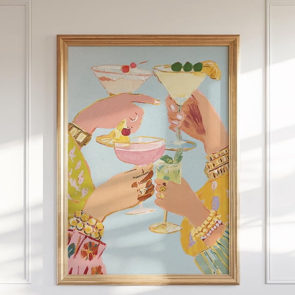 HADOPRINT Stylish Cocktail Bar Print: Preppy Girls Night Out Martini Artwork For Home Decor UNFRAMED PAPER POSTER, Home Decor, Vintage Gift, Living Room Dercor