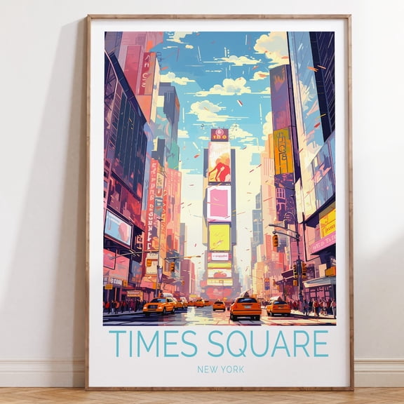 HADOPRINT Times Square New York Travel Poster, New York City Poster, New York Times Square Travel Wall Art, New York Travel Gift, Birthday Present UNFRAMED PAPER POSTER, Home Decor, Vintage Gift