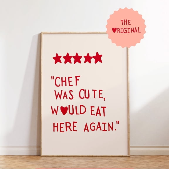 HADOPRINT Trendy Kitchen Wall Art: The Original Chef Was Cute Print UNFRAMED PAPER POSTER, Home Decor, Vintage Gift, Living Room Dercor