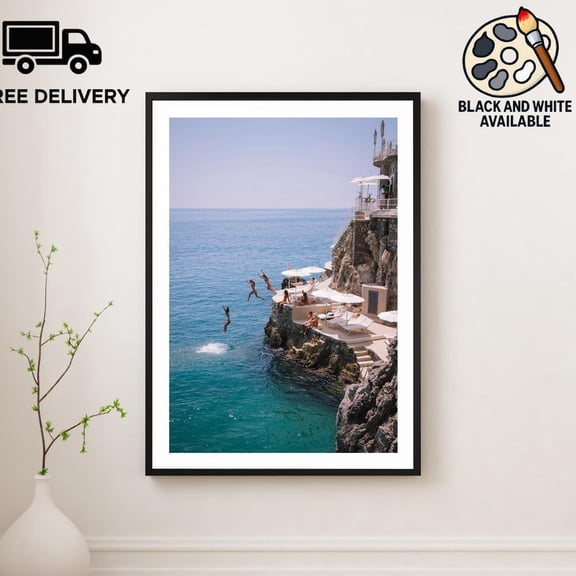 HADOPRINT Vintage Amalfi Coast Italy Print, Photography Prints, High Society Photo Print, Museum Quality Photo Print, Vintage Art, Luxury Fashion UNFRAMED PAPER POSTER, Home Decor, Vintage Gift