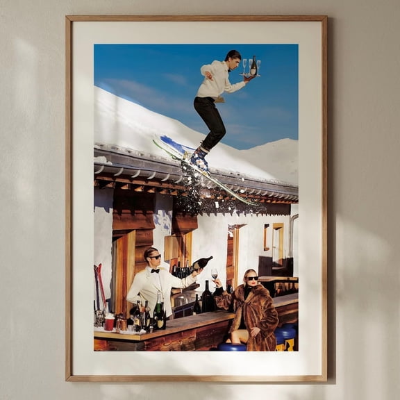 HADOPRINT Vintage Skiing Poster: Retro Apres Ski Bar Cart Wall Art UNFRAMED PAPER POSTER, Home Decor, Vintage Gift, Living Room Dercor