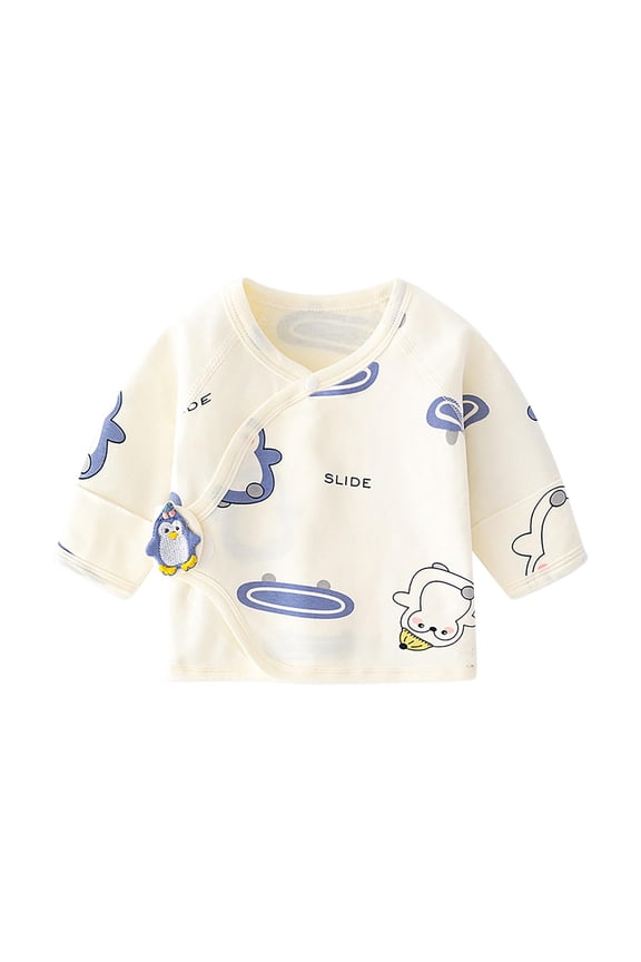 HADST Baby Long Sleeve Side Snap Shirt - Unisex Newborn Girls Boys Kimono Tee Shirts Top 0-3 Months