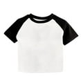 thumbnail image 1 of HADST Girls' Color Block Raglan T-Shirts, Short Sleeve Crew Neck Casual Tops, Trendy Summer Tees for Daily Wear, 1 of 3