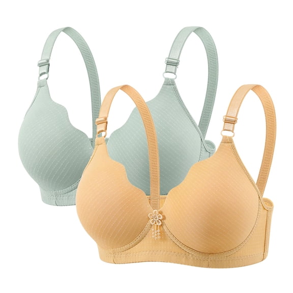 HADST Plus Size Women's Push-Up Bralette 2-Pack Wireless Breathable Bra S-XXL Value Bundle Nylon,Spandex