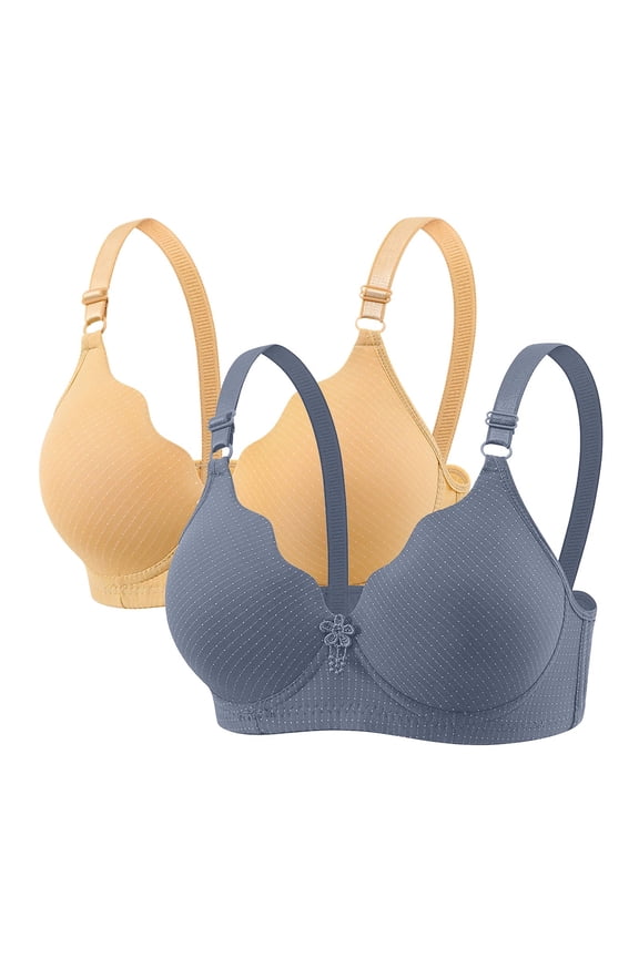 Plus Size Women's Push-Up Bralette 2-Pack Wireless Breathable Bra S-XXL Value Bundle Nylon,Spandex