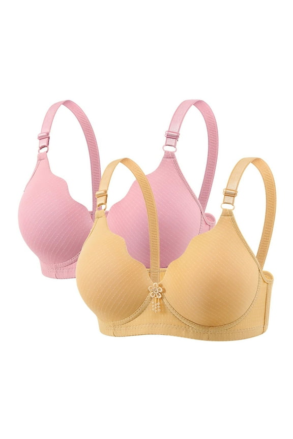Plus Size Women's Push-Up Bralette 2-Pack Wireless Breathable Bra S-XXL Value Bundle Nylon,Spandex