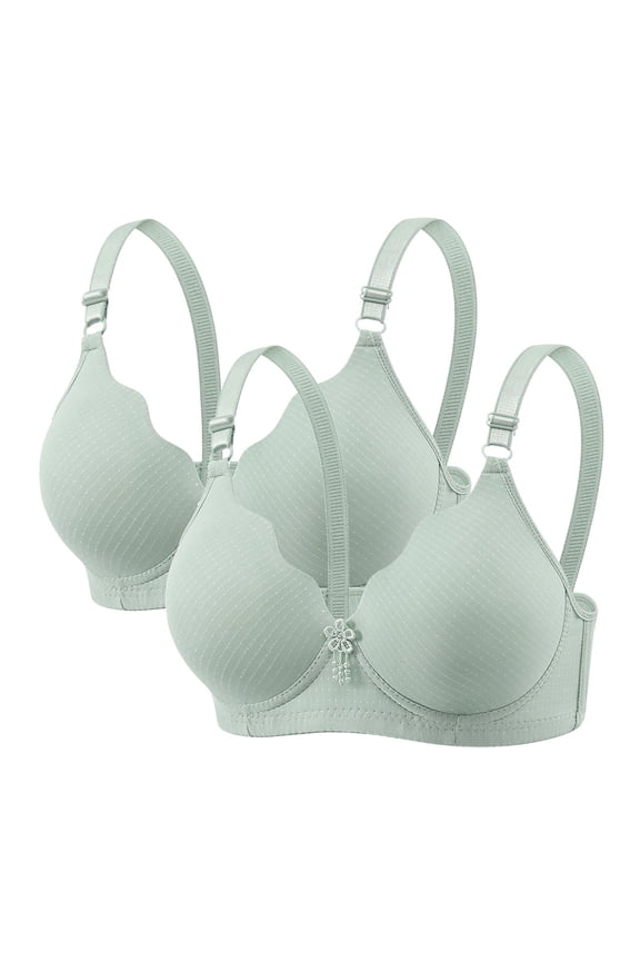 Plus Size Women's Push-Up Bralette 2-Pack Wireless Breathable Buttery Soft Value Bundle Bra(S-XXL) Nylon,Spandex