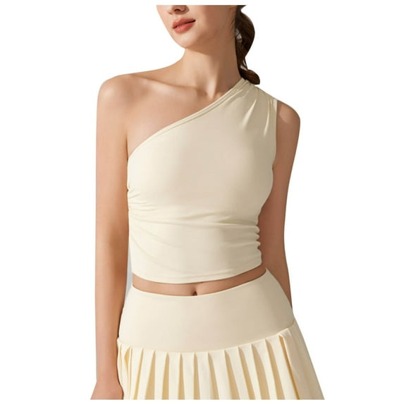 HADST Summer Women's Off-the-Shoulder Athletic Tank Tops Solid Color, Slim & Breathable Ideal for Workout & Yoga