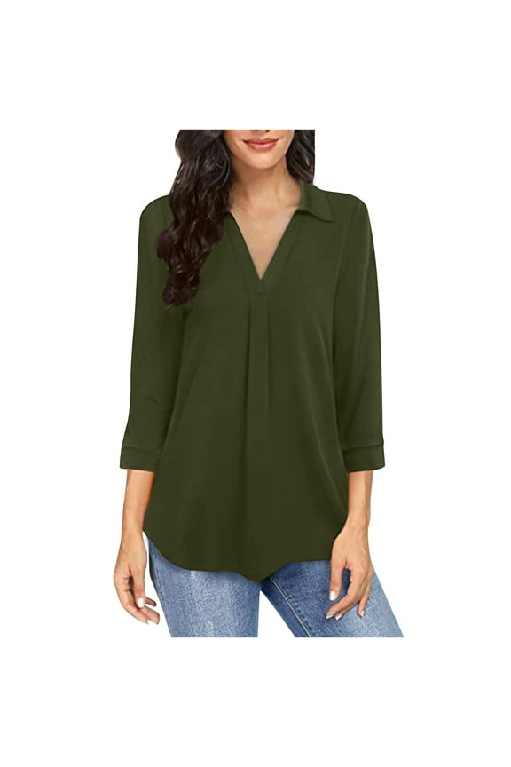 Women Blouses Dressy Casual Summer - 3/4 Sleeve Business Tops Loose Work Blouses Summer Fashion