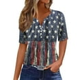thumbnail image 1 of HADST Women V-Neck T-Shirts Short Sleeve Casual Blouses Fourth of July Print Plus Size Summer Top S-3XL, 1 of 4