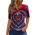 thumbnail image 1 of HADST Women V-Neck T-Shirts Short Sleeve Plus Size Fourth of July Print Blouses Casual Summer Top S-3XL, 1 of 4