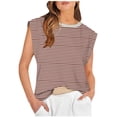 thumbnail image 1 of HADST Women's Cap Sleeve Tank Top Casual Summer Striped Tops Loose Fit Basic Round Neck T-Shirt, 1 of 3