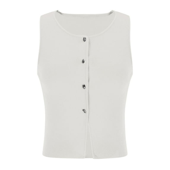 HADST Women's Cropped Crew Neck Tank Tops - Summer Sleeveless Loose Fit, Solid Color Casual Camisole, Effortless Chic