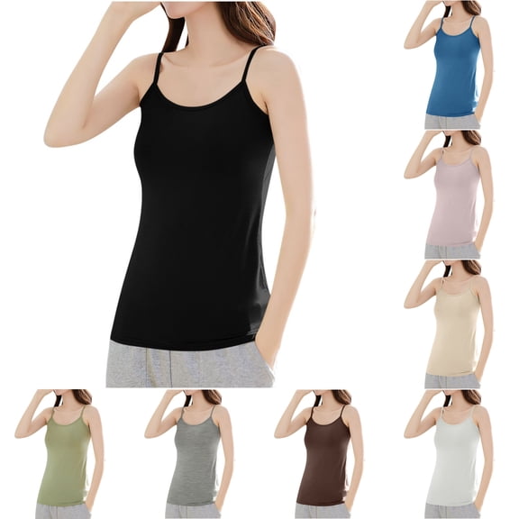 HADST Women's Cropped Tank Top Spaghetti Strap Camisole Loose Fit Summer Flowy Shirt