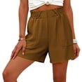 thumbnail image 1 of HADST Women's High Waist Ruched Waist Shorts Patch Pockets Loose Fit Wide Leg Breathable Summer Shorts for Everyday Wear, 1 of 6
