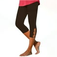 thumbnail image 1 of HADST Women's High Waisted Capri Leggings Stretchy with Decorative Ankle Cutouts, Solid Color Pants for Workout, 1 of 7