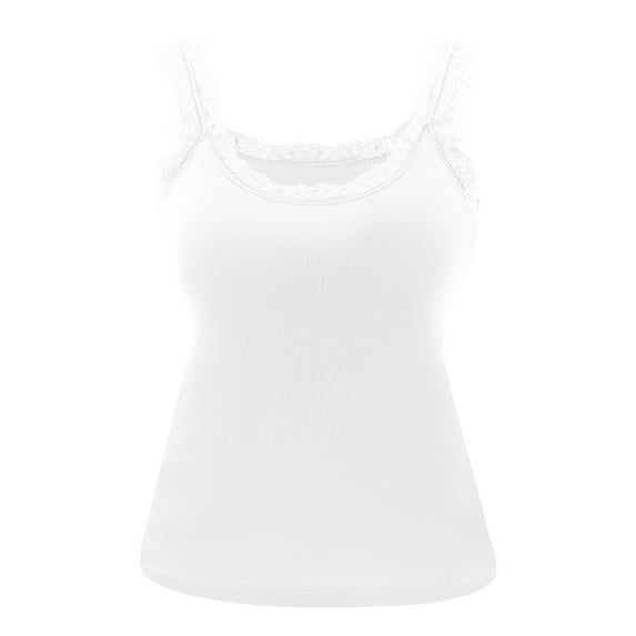 HADST Women's Lace Trim Camisole Tops Built-in Bra Square Neck Tank Tops, Stretchy Casual Layering Camis for Daily Wear