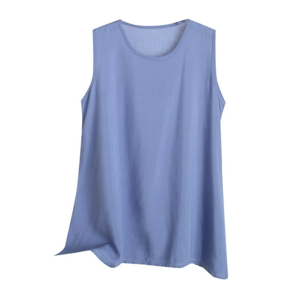 HADST Women's Plus Size Solid Color Crew Neck Tank Tops 3XL-5XL Summer Sleeveless Casual Shirt Soft & Stretchy Fabric