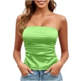 thumbnail image 1 of HADST Women's Satin Strapless Bandeau Tops Slim Fit Ruched Tube Tops, Stretchy Casual Crop Tops for Summer & Layering, 1 of 8