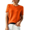 thumbnail image 1 of HADST Women's Short Sleeve Crew Neck Knit Top, Soft Lightweight Casual Sweater Shirt for Daily Work, 1 of 6