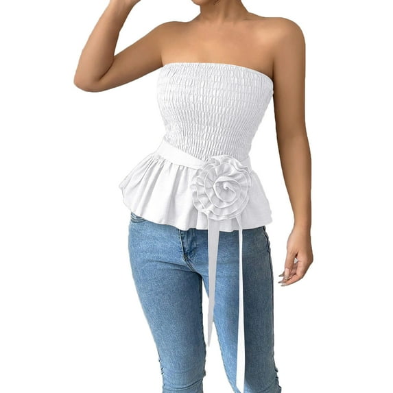 HADST Women's Slim Bandeau Tank Tops - Sleeveless, Summer Fashion, Solid Color Shirts, Sizes S-XXL