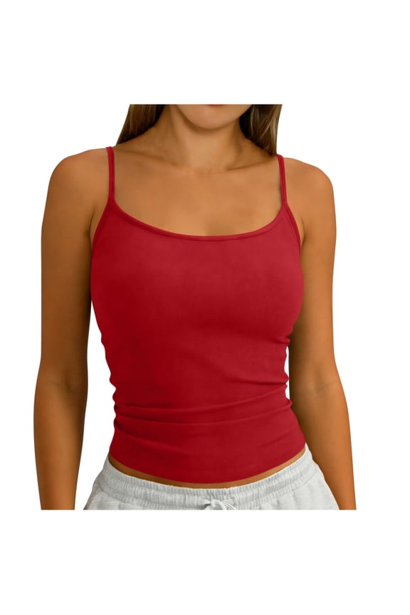 Women's Spaghetti Strap Ribbed Cami Tops, Slim-Fit Basic Tank Tops for Layering or Daily Wear, Soft Stretch Fabric