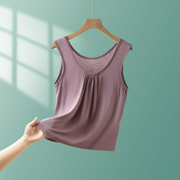 HADST Women's Summer Crew Neck Tank Tops Sleeveless Solid Color Casual Shirts Lightweight Camisole for Everyday Wear